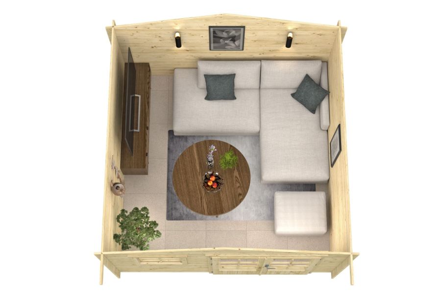 Tuindeco Otto Blokhut 360x360 cm 28 mm vuren bruin geïmpregneerd