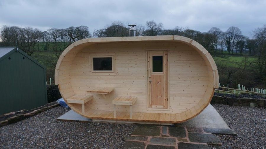 Barrelsauna Ovaal 405x240 cm - Vurenhout