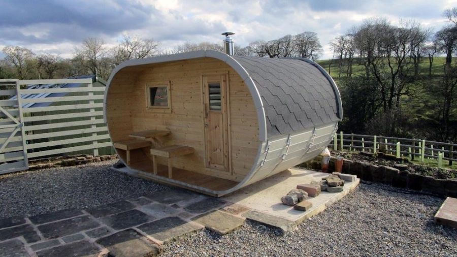 Barrelsauna Ovaal 405x240 cm - Vurenhout
