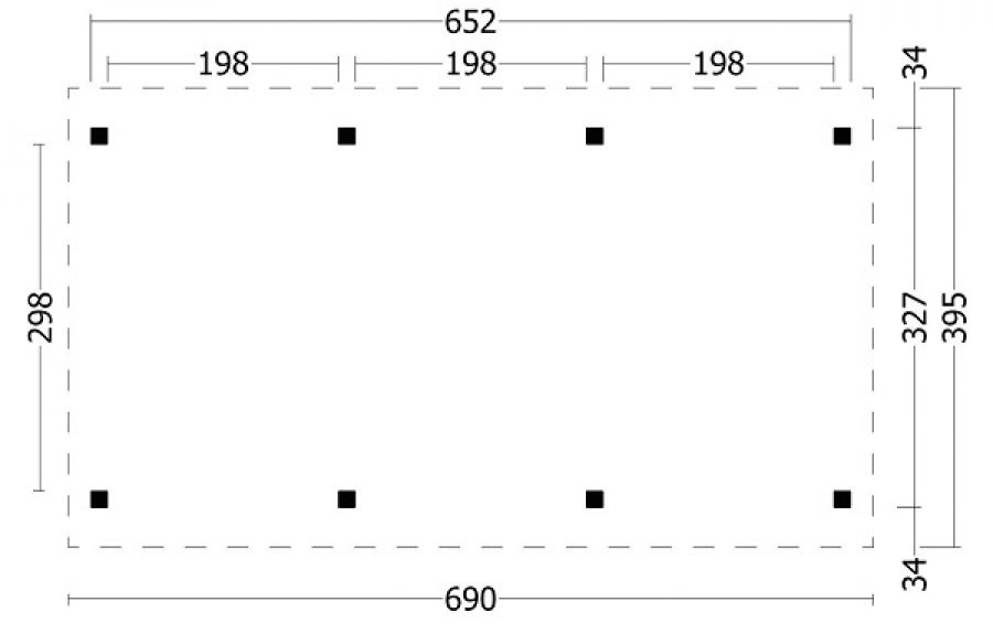 Plattegrond Overkapping Hamar L type 5 690x395 cm