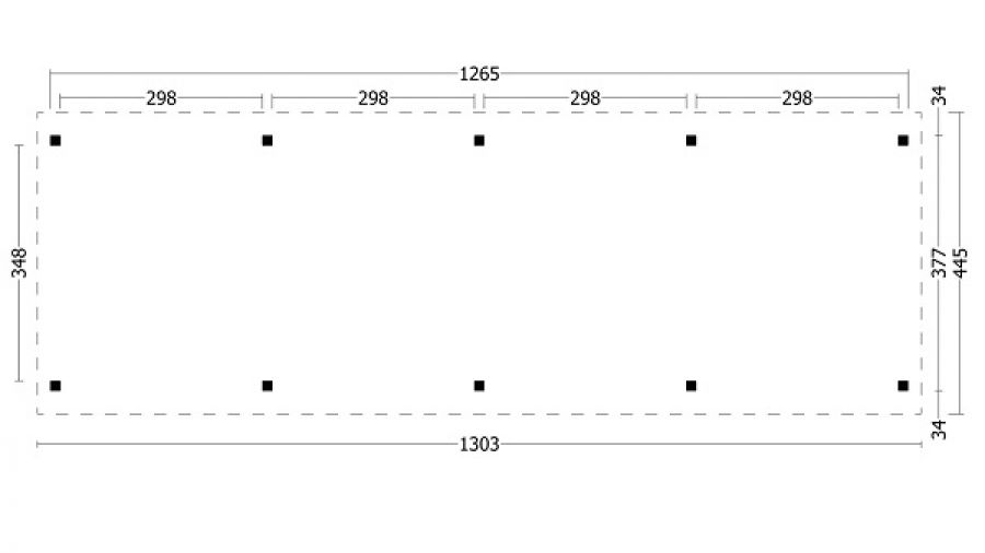 Plattegrond Overkapping Hamar XL type 9 1303x445 cm