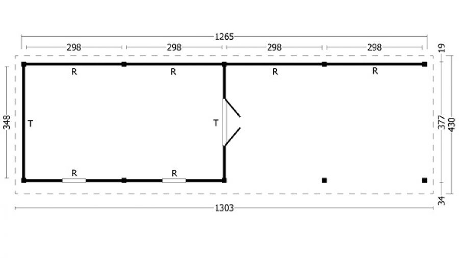 Plattegrond Overkapping Oslo XL type 11 1303x430 cm