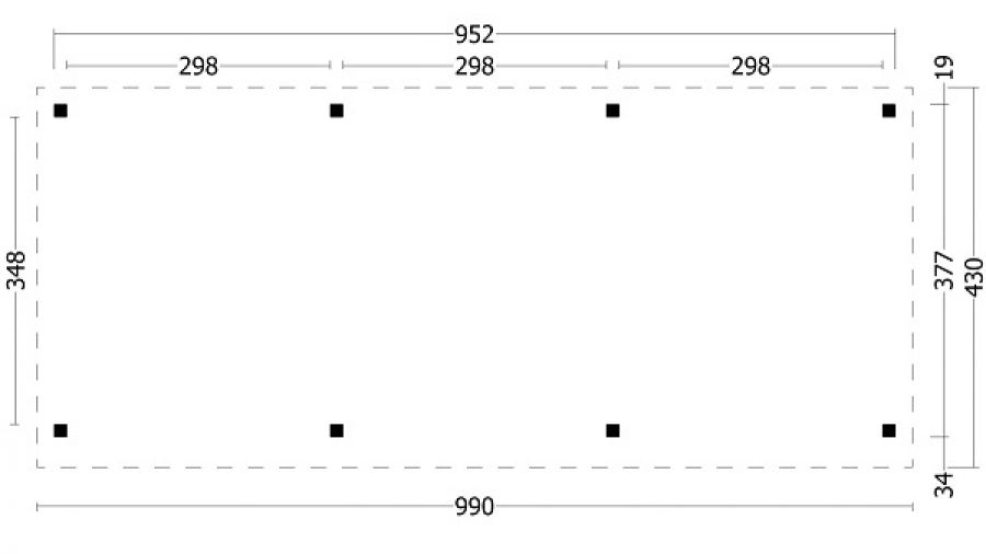 Plattegrond Overkapping Oslo XL type 5 990x430 cm