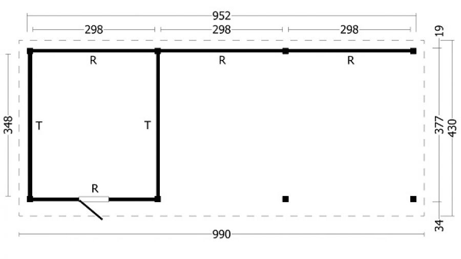 Plattegrond Overkapping Oslo XL type 7 990x430 cm