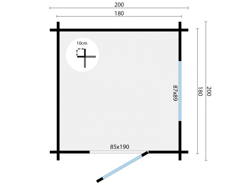 Blokhut Frankie | 40 mm | onbehandeld | 200x220 cm