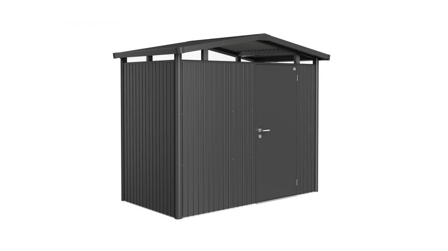 Biohort Panorama Gr. P1 metalen tuinhuis met standaard deur 273x158 cm kwartsgrijs metallic