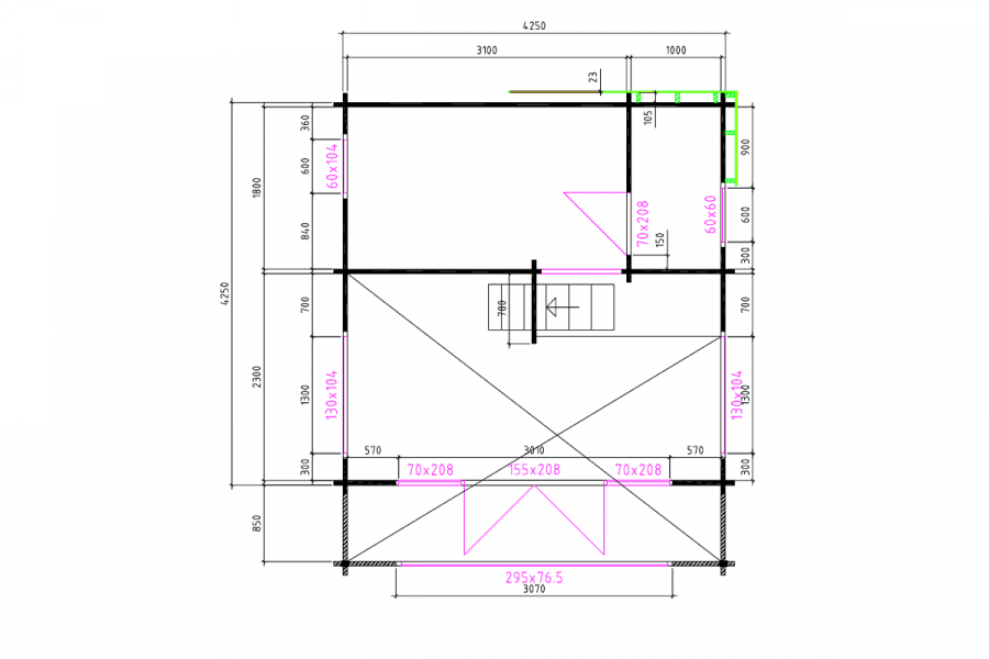 Chalet Panorama 425x425 cm - exterieur gecoat