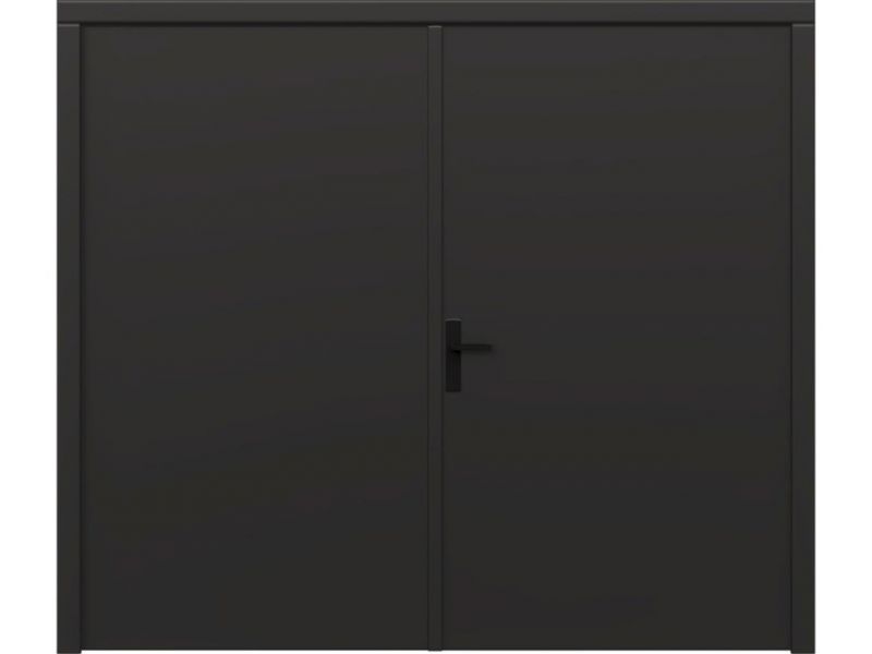 Plaatdeur dubbel XL - 2 deuren - 120x211,5 cm + kozijn 254x219 cm - zwart (incl. hang en sluitwerk)