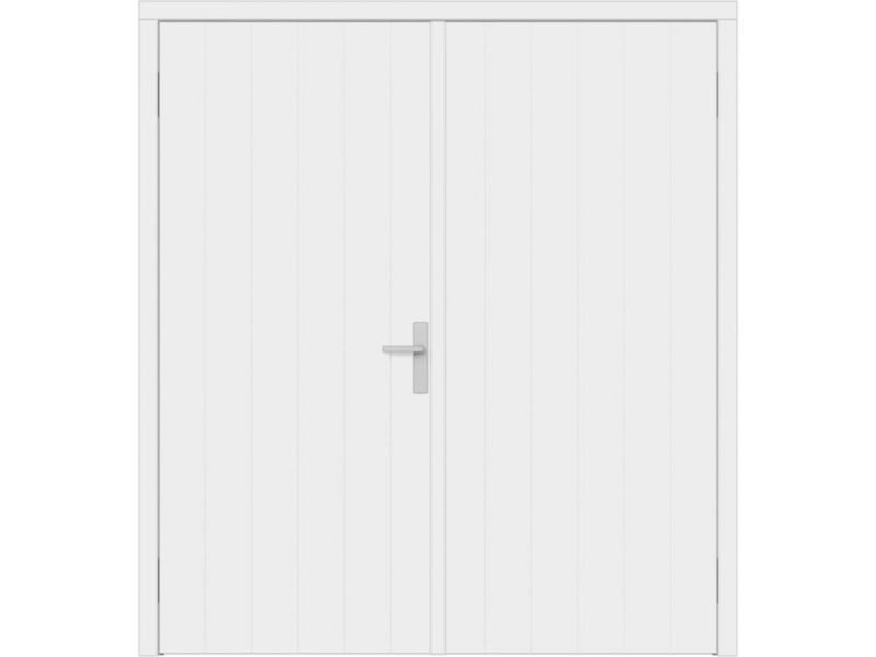 Plaatdeur dubbel 2 deuren - 93x211,5 cm + kozijn 200x218,9 cm - wit (incl. hang en sluitwerk)