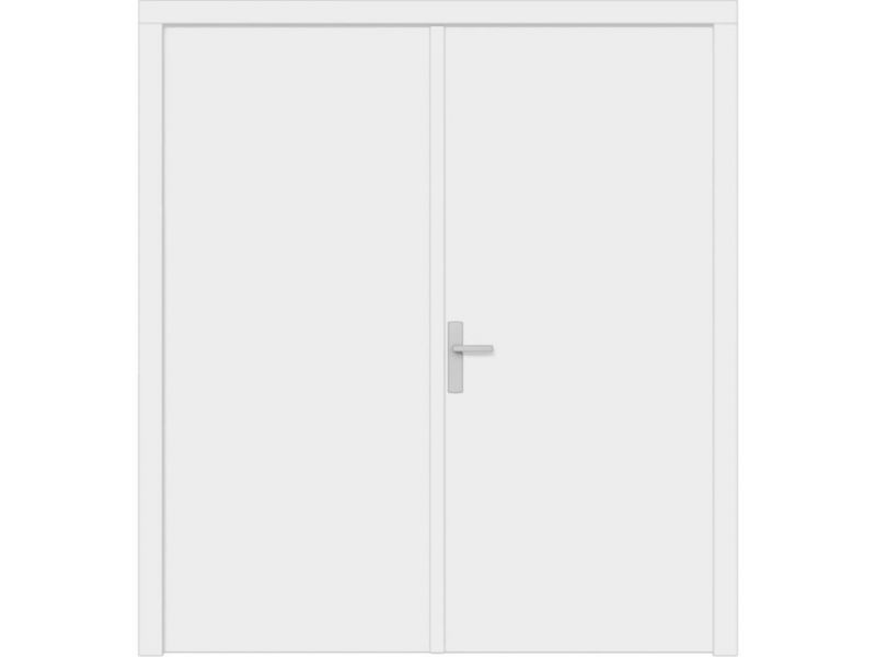 Plaatdeur dubbel 2 deuren - 93x211,5 cm + kozijn 200x218,9 cm - wit (incl. hang en sluitwerk)