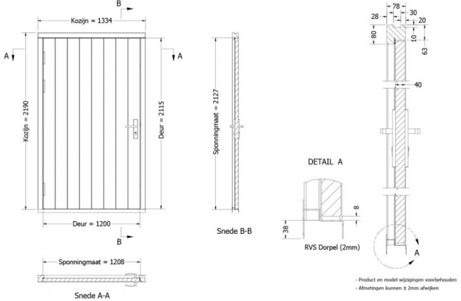 Plaatdeur enkel XL - maten