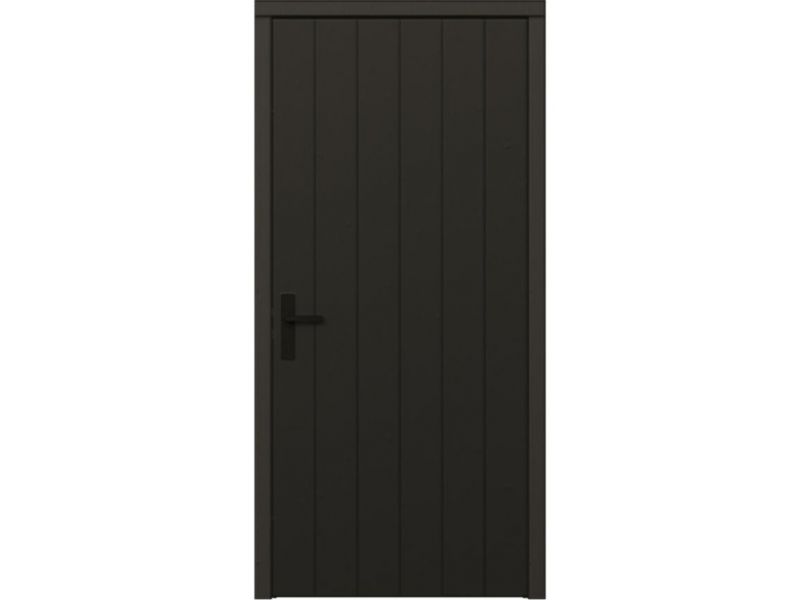 Plaatdeur enkel rechtsdraaiend - 93x211,5 cm + kozijn 106,4x218,9 cm - zwart (incl. hang en sluitwerk)