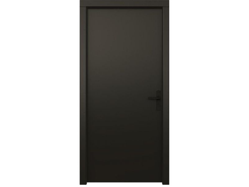 Plaatdeur enkel rechtsdraaiend - 93x211,5 cm + kozijn 106,4x218,9 cm - zwart (incl. hang en sluitwerk)