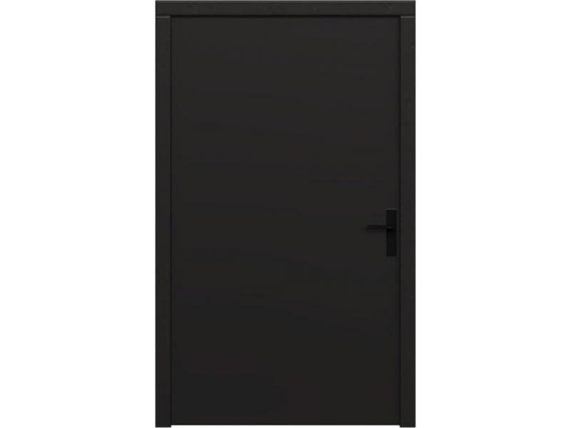 Plaatdeur enkel XL - rechtsdraaiend - 120x211,5 cm + kozijn 133,4x218,9 cm - zwart (incl. hang en sluitwerk)