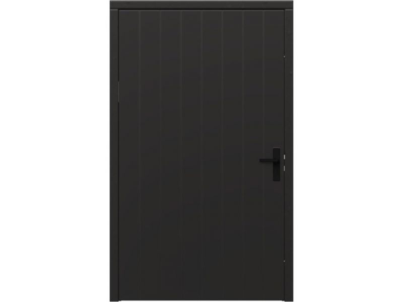 Plaatdeur enkel XL - linksdraaiend - 120x211,5 cm + kozijn 133,4x218,9 cm - zwart (incl. hang en sluitwerk)