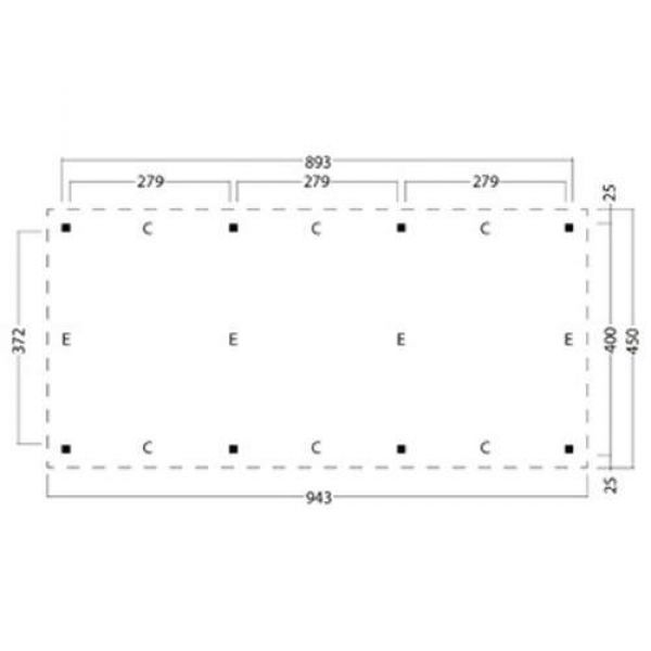 Overkapping plat dak Red Class Wood Odense type 5 XL 793x378 cm