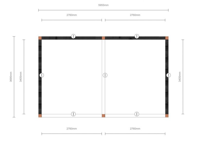 Trendhout Siena overkapping 640x415 cm Totaalpakket