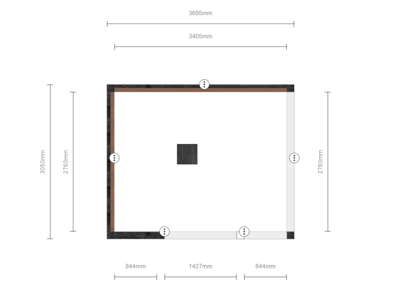 Buitenverblijf Verona model links 400 x 335 cm