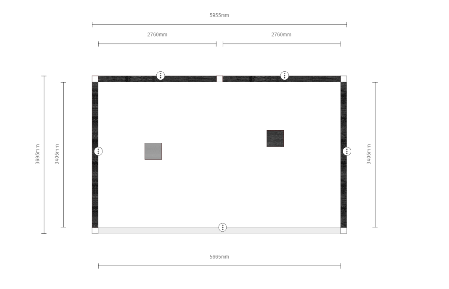 Buitenverblijf Verona model links 625 x 400 cm