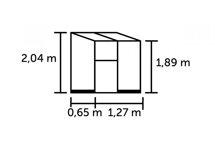 Muurkas Qube Lean-to 24 zwart - afmetingen