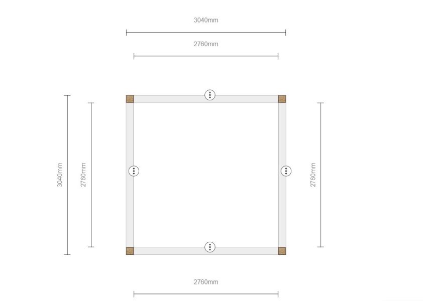Trendhout Buitenverblijf Ravenna Modern 345x345 cm eiken