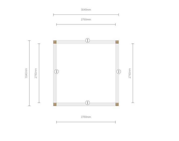 Trendhout Buitenverblijf Ravenna Landelijk 345x345 cm eiken