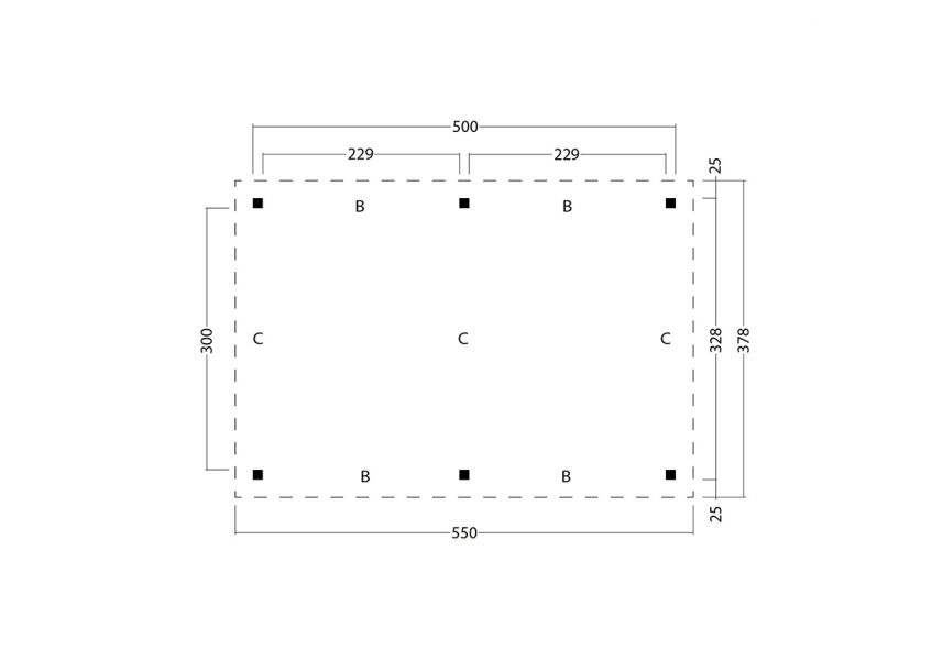Overkapping Plat Dak Odense XL Type 1 Red Class Wood 550x378 cm