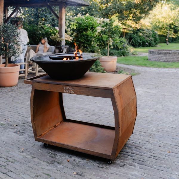 Barbecue BIG Jack 3.0 Cortenstaal - incl. hoes en houtopslag - Ø 80 cm