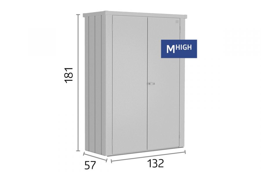 Biohort romeo M high tuinkast zilver metallic afmetingen