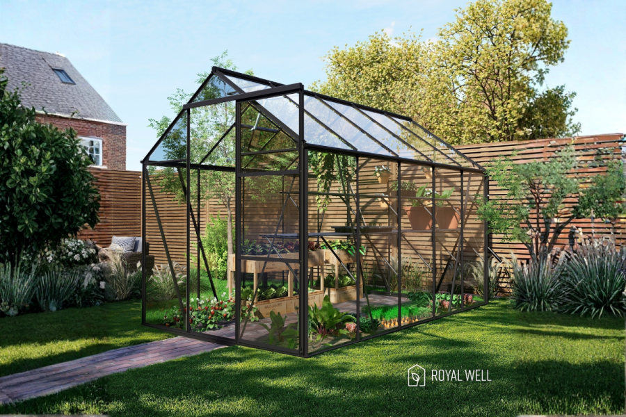 Royal Well Kate III aluminium tuinkas 192x314 cm zwart