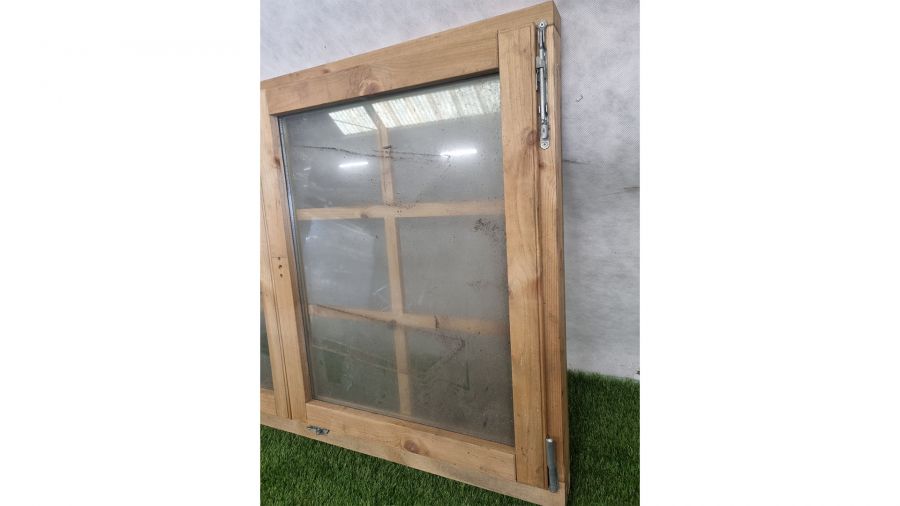 Dubbel raam blank vurenhout 140,5x92,5 cm - SALE25159