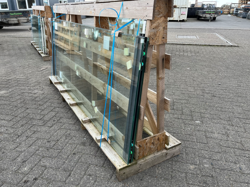 Glasschuifsysteem (3-spoor) - 262x231,6 cm - Antraciet Structuur - Vaste deel rechts - Incl. rails - excl. Bevestigingsmateriaal - SALE25017