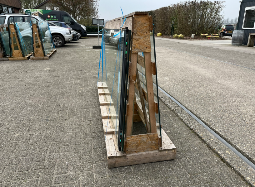 Glasschuifsysteem Profiline R3 (3-spoor) type C - 290,5 x 240 cm Antraciet Structuur. Vast deel links van buitenaf gezien. Excl. Bevestigingsmateriaal - SALE25021