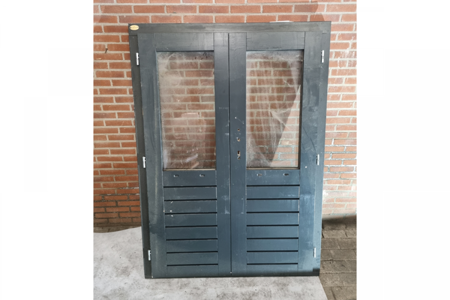 Dubbele houten deuren antraciet 122,5 x 180 cm met kozijn 135 x 188,8 cm - SALE25040
