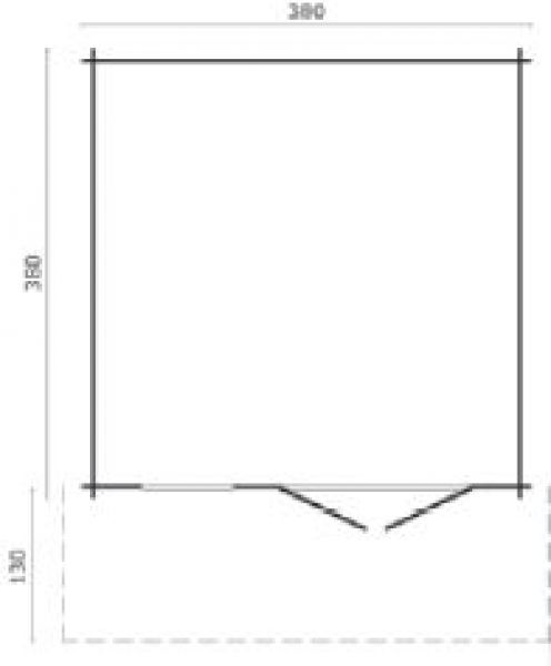 Tuindeco Estepona Blokhut 380x380 cm 34 mm vuren red class wood geïmpregneerd