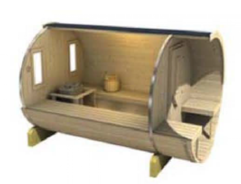 Barrelsauna Ø195x300 cm - Vurenhout open