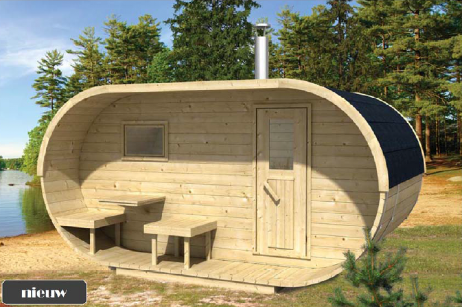 Barrelsauna Ovaal 405x240 cm - Vurenhout