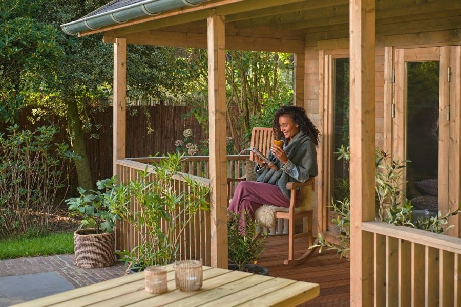 Teak schommelstoel relax