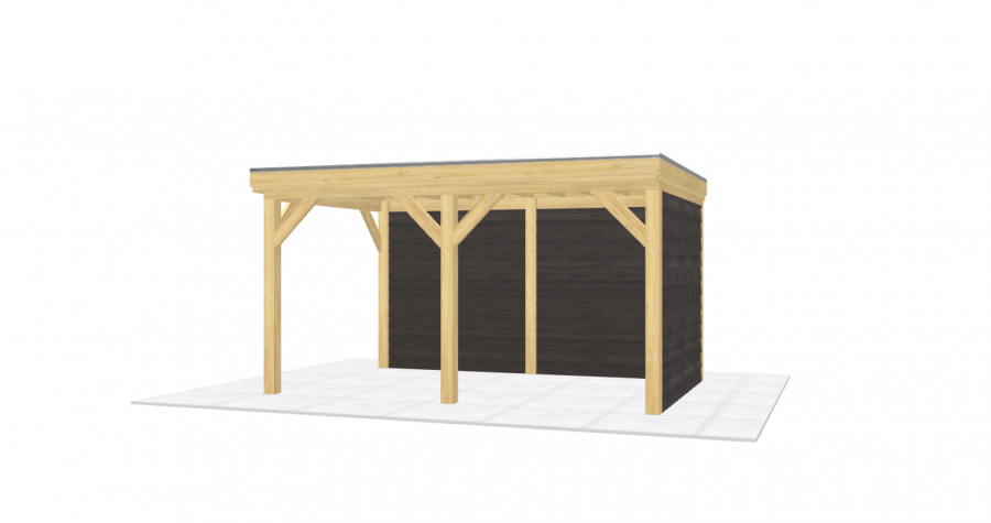 Overkapping Almere 450x300 cm Douglas blank met vuren rabat wanden (Incl. EPDM)