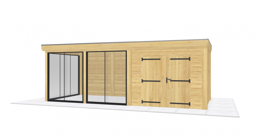 Overkapping Numansdorp 370x300 cm + berging 300x300 cm Douglas blank (incl. EPDM)