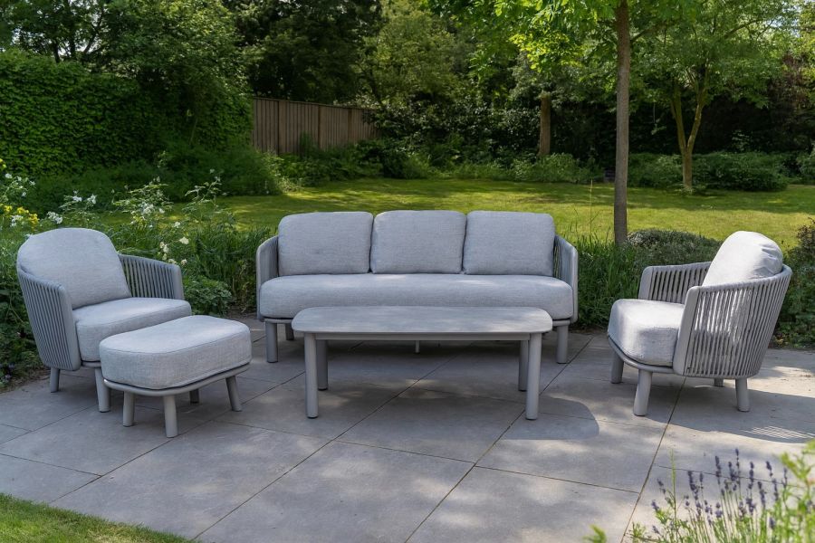 SenS-Line Siena loungeset 5-delig aluminium met grijze kussens