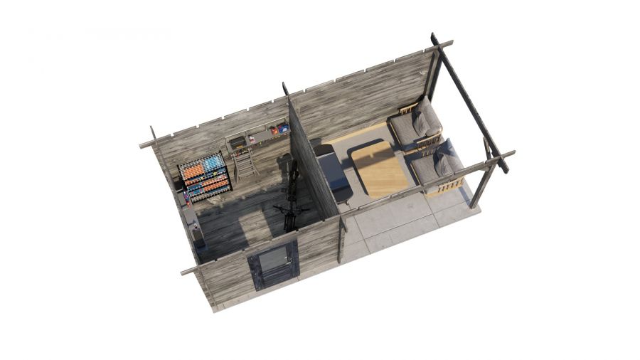 Lugarde Select Blokhut met overkapping Deventer 250x250cm + 300cm - Keteldruk Grijs