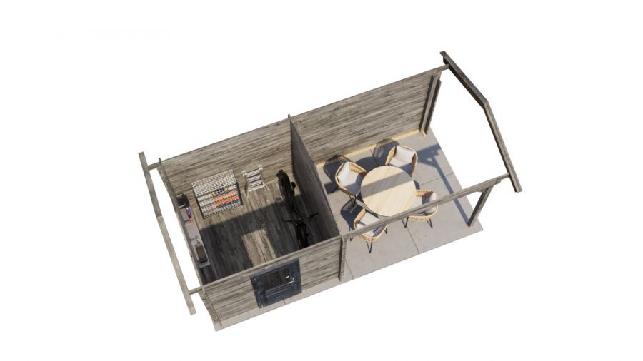 Lugarde Select Blokhut met overkapping Markelo 250x250cm + 300cm - Keteldruk Grijs
