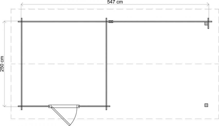 Lugarde Select Blokhut met overkapping Markelo 250x250cm + 300cm - Keteldruk Grijs