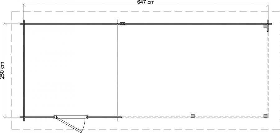 Lugarde Select Blokhut met overkapping Ede 250x250cm + 400cm - Keteldruk Grijs