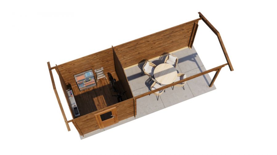 Lugarde Select Blokhut met overkapping Oldenzaal 250x250cm + 400cm - Keteldruk Bruin