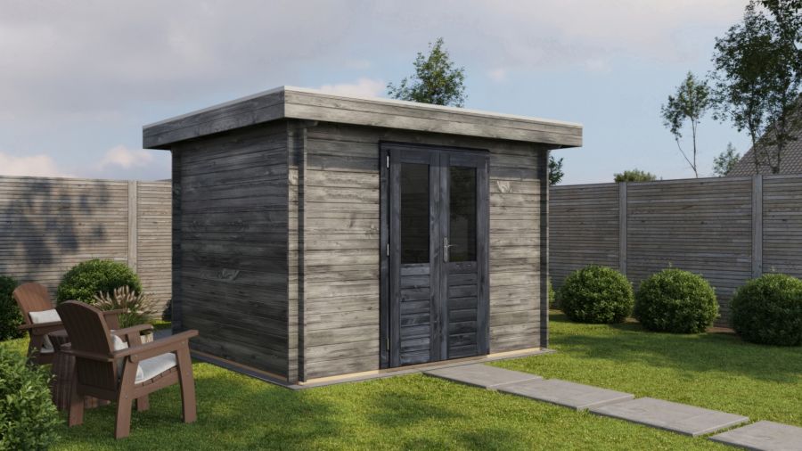 Lugarde Select Wassenaar Blokhut 300x250 cm 28 mm keteldruk grijs geïmpregneerd