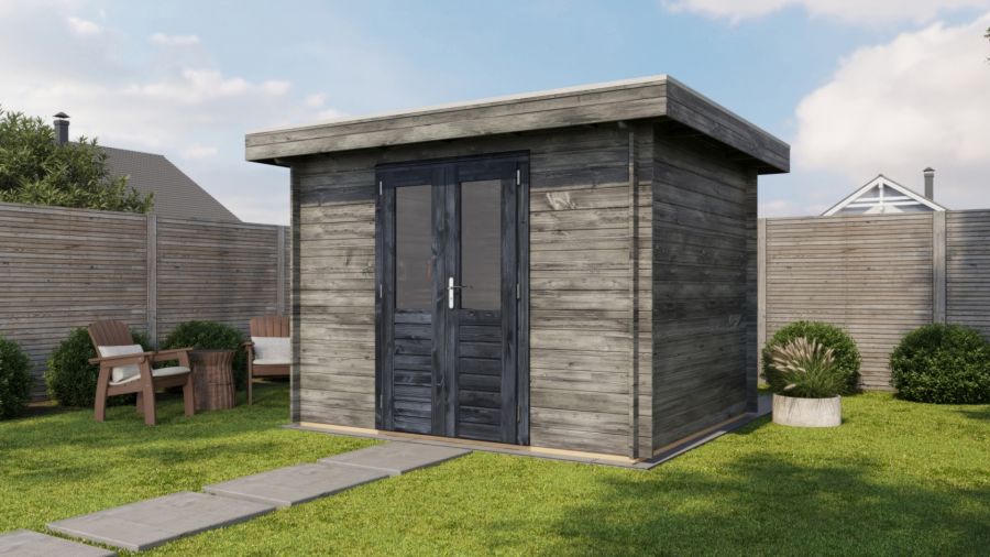 Lugarde Select Wassenaar Blokhut 300x250 cm 28 mm keteldruk grijs geïmpregneerd