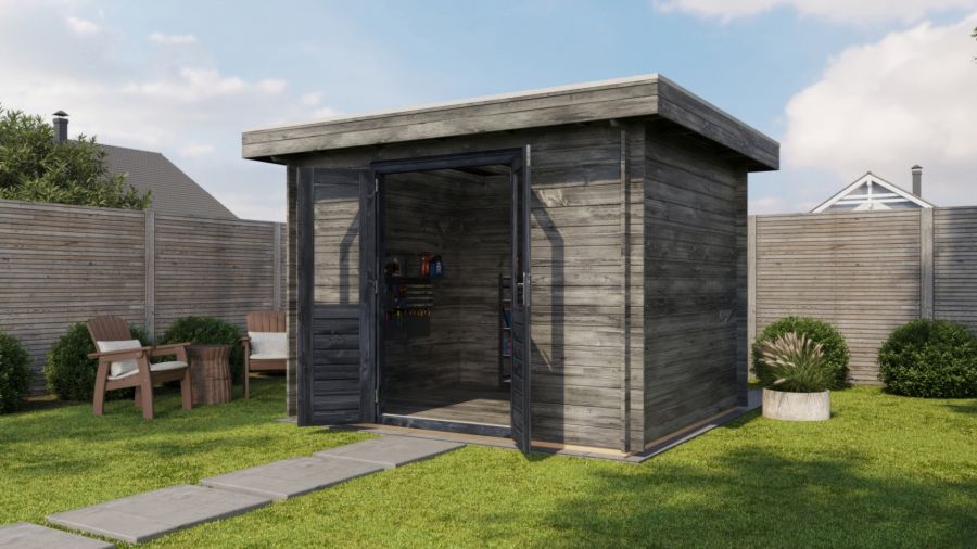 Lugarde Select Wassenaar Blokhut 300x250 cm 28 mm keteldruk grijs geïmpregneerd