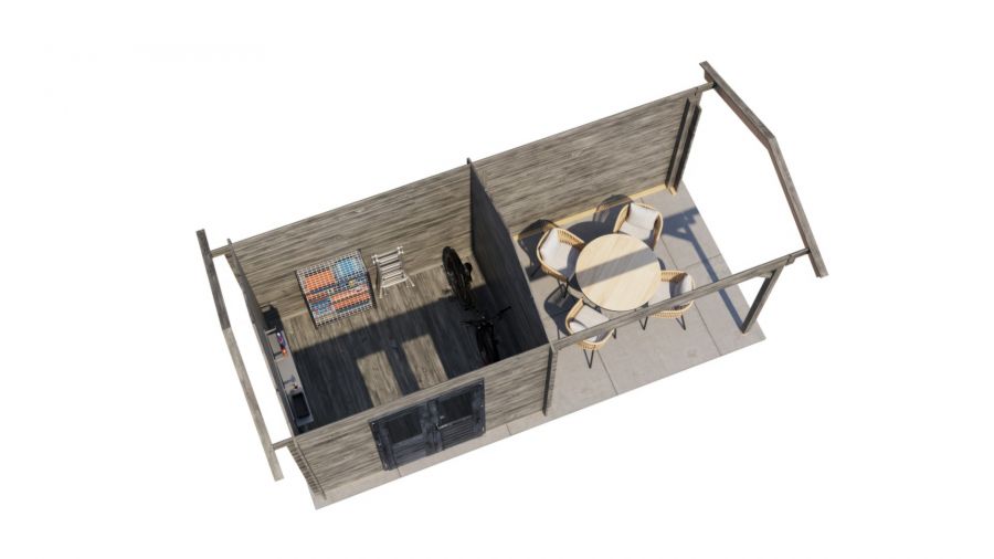 Lugarde Select Blokhut met overkapping Varsseveld 300x250cm + 300cm - Keteldruk Grijs